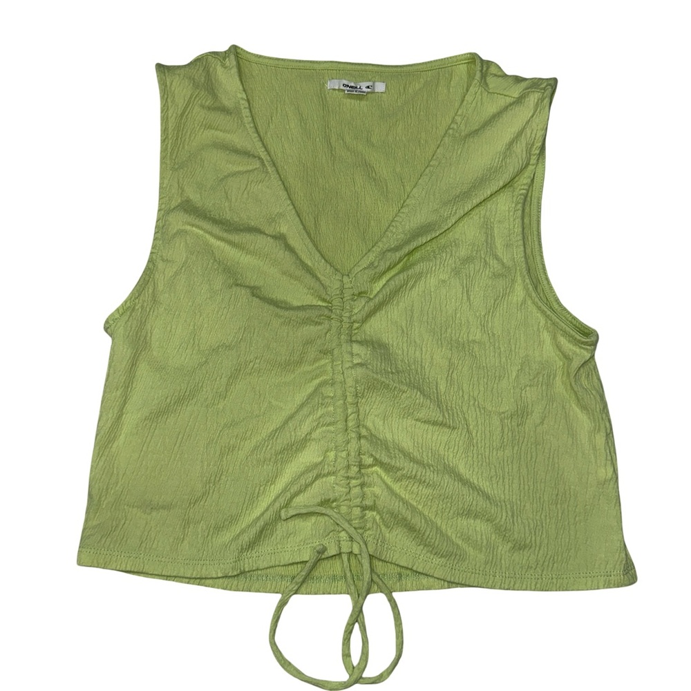O’Neill Green Textured Ruched Front Sleeveless Tank Top Women’s Large